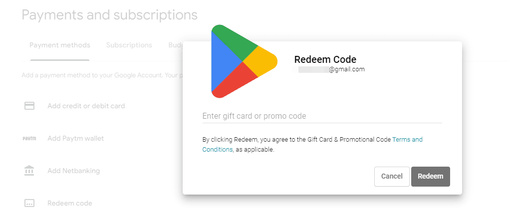 Google Play Redeem Code